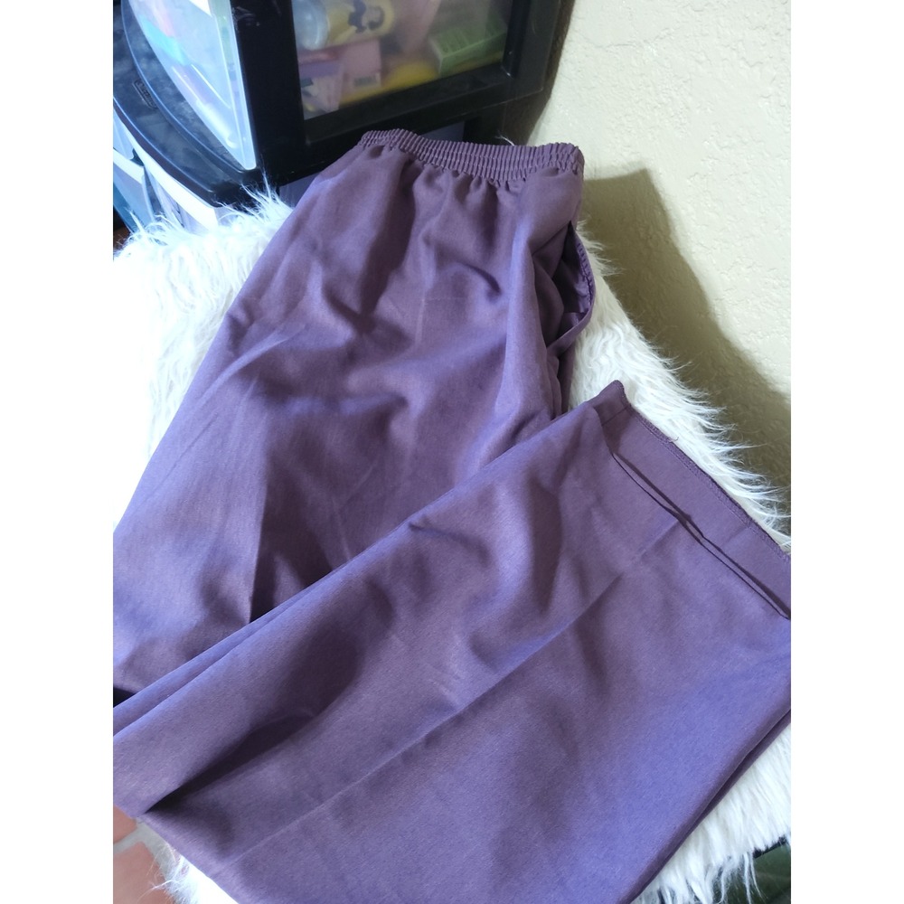 Alfred Dunner Purple Elastic Waist Pull On Pants Women Petite 14P Straight Leg